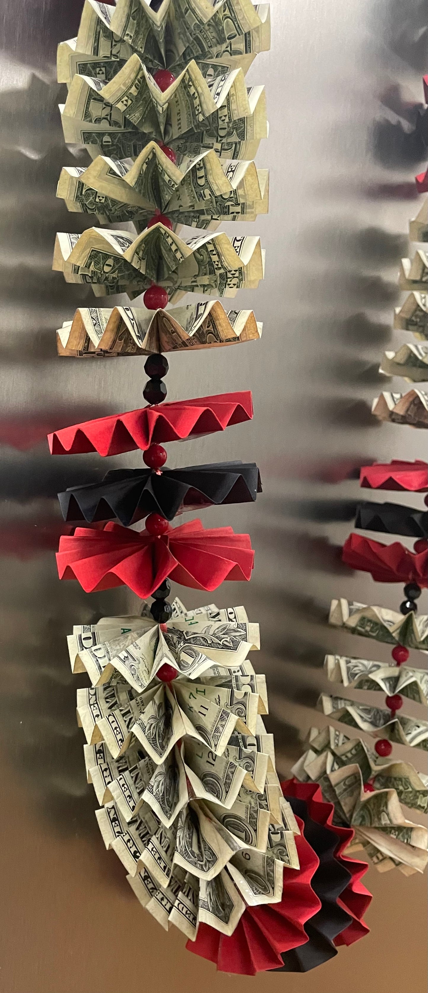 $30 in Cash Red and Black Graduation Money Lei