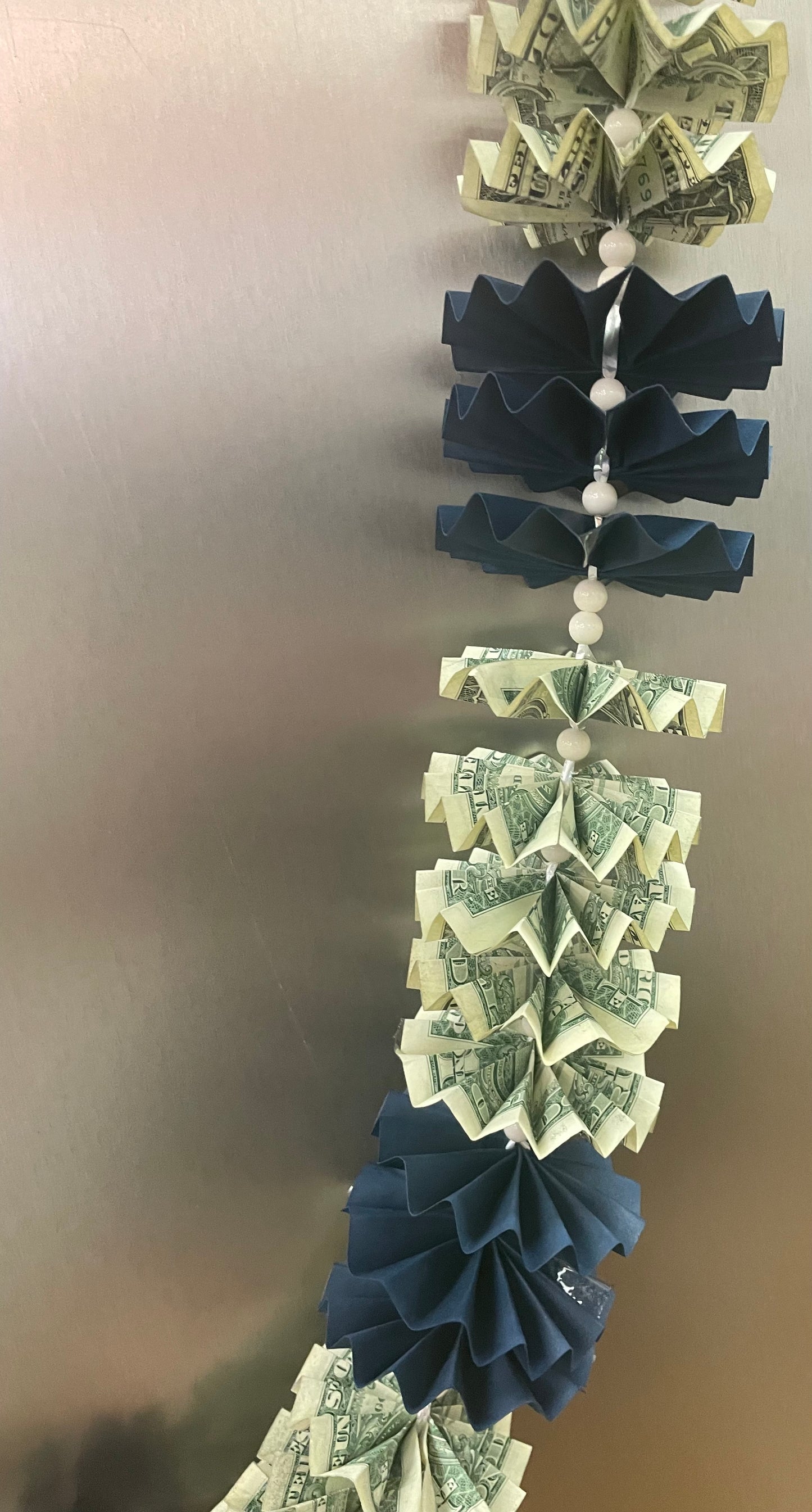 $30 in Cash Navy and White Money Lei