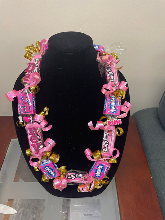 Personalized Dance Recital Gift Pink and Gold Candy Lei